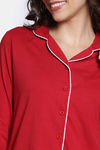 Zivame Winter Whispers Knit Cotton Pyjama Set - Haute Red — thumbnail 5